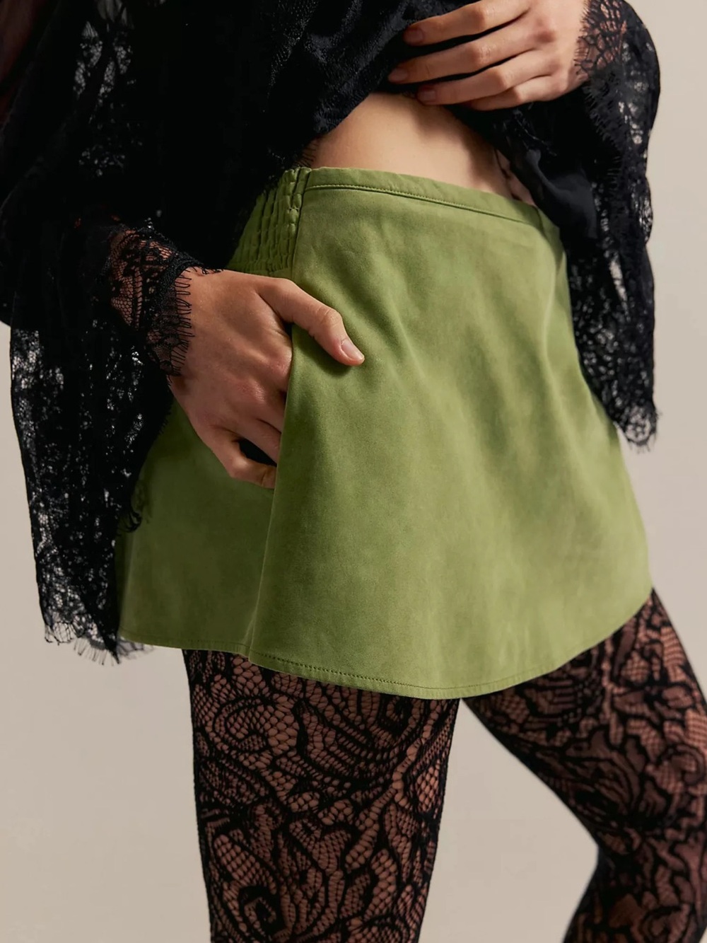 New Free People Paradise Found Faux Suede Skort- Going Green